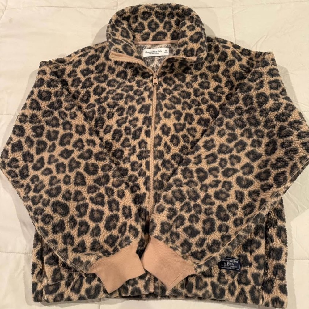 Abercrombie & Fitch Tan and Black Animal Print Fleece